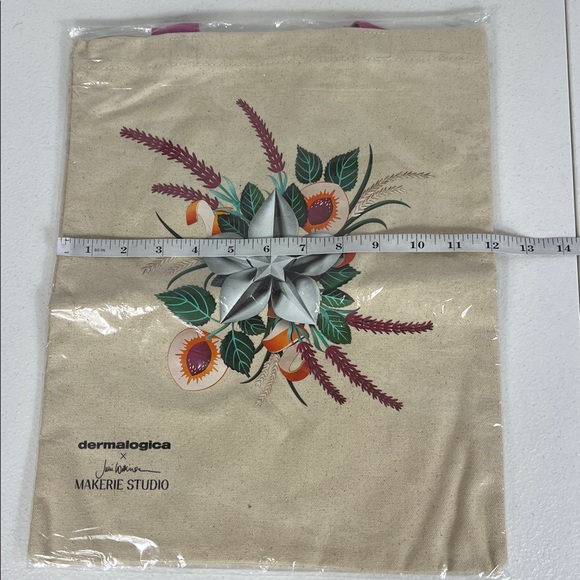 Dermalogica x Makerie Studio Tote Floral Print Canvas Pink Handles NIP - Picture 5 of 6
